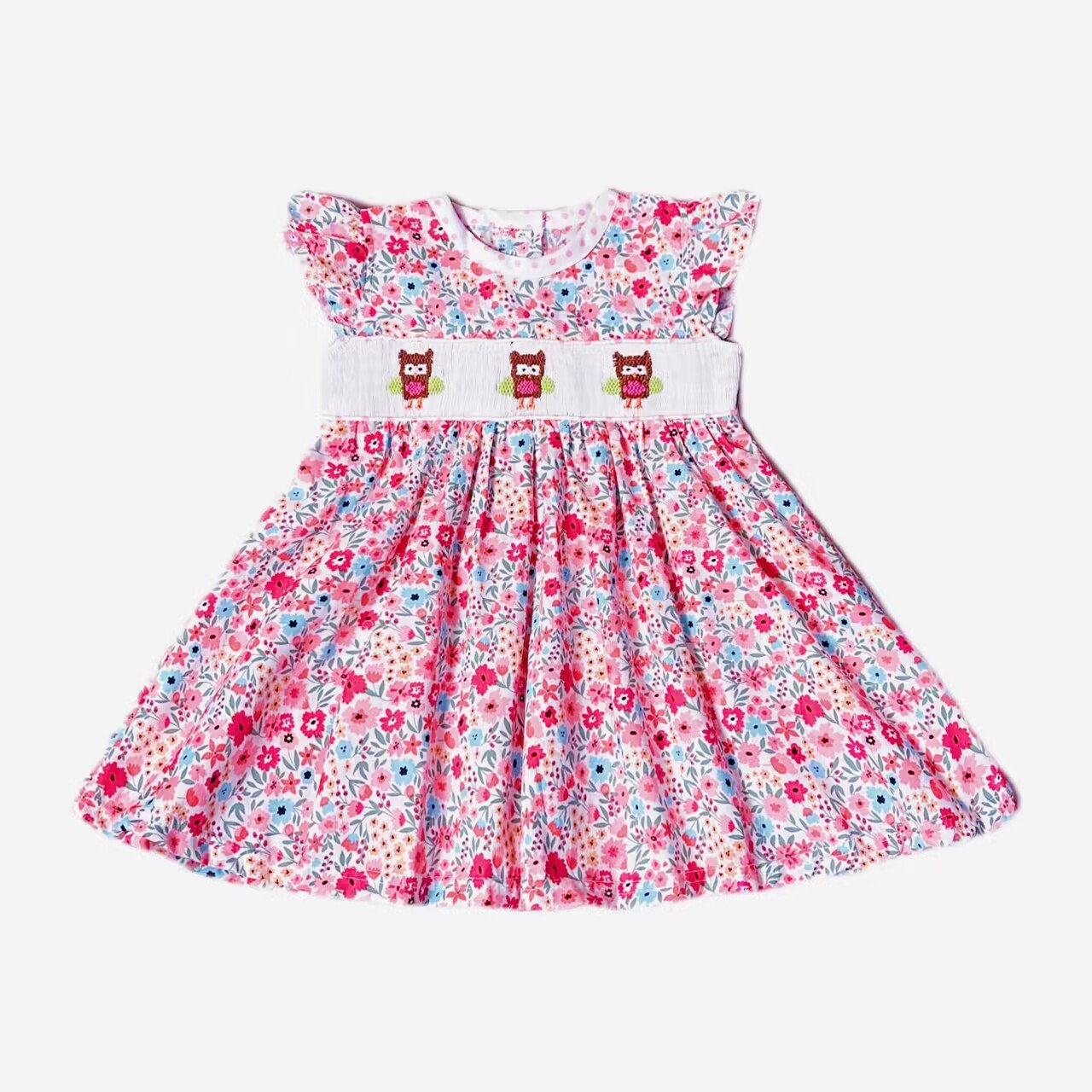 Yihui ODM summer Newborn girls 100% cotton children's summer short sleeve custom patterned embroidery jumpsuit baby romper
