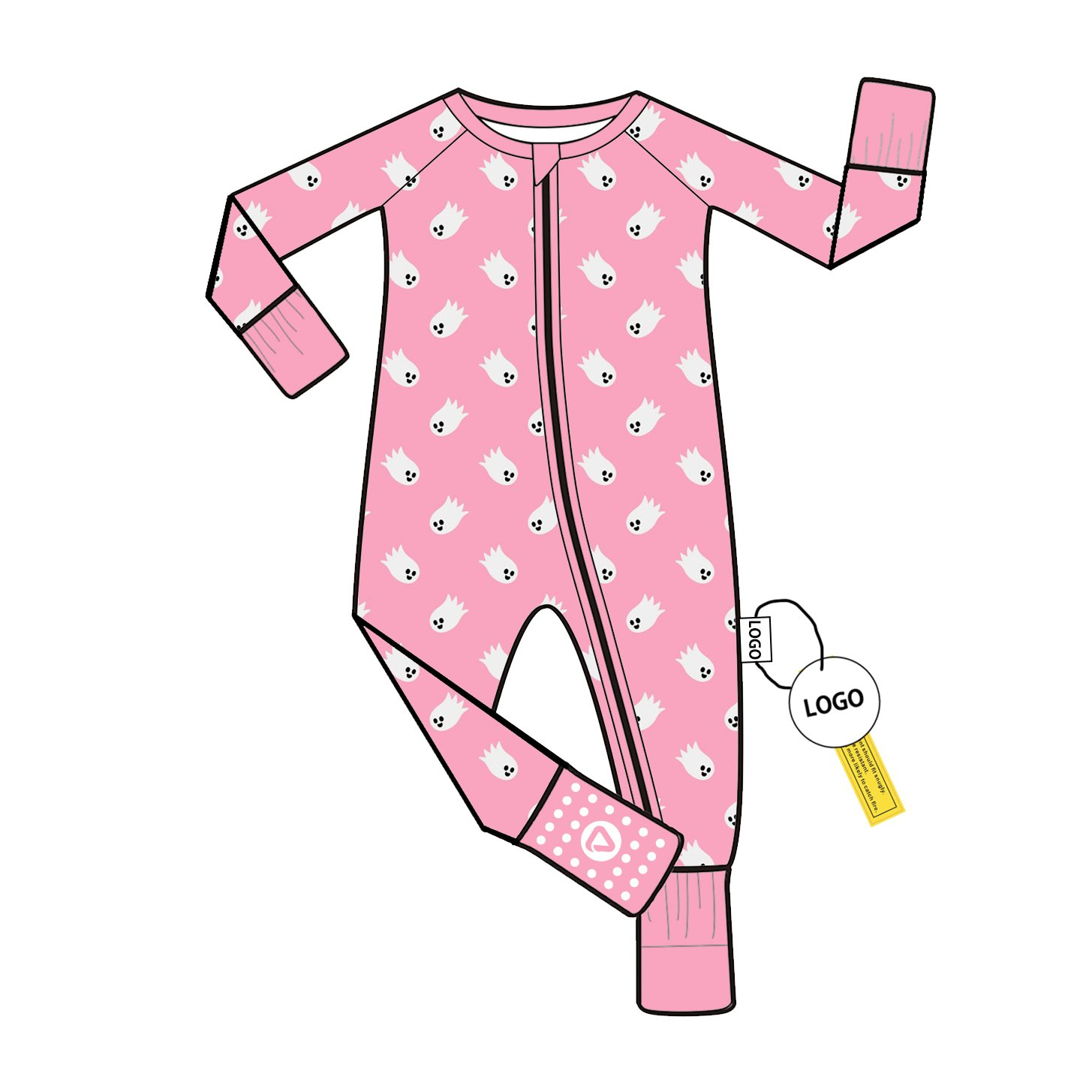 Custom Print Bamboo Fiber Baby Romper Long Sleeve with Two Way Zipper Pajamas for Toddlers Wholesale Low MOQ Jumpsuit