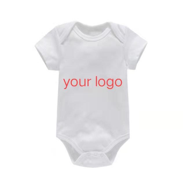 Custom Logo Newborn clothes 0-1 years old solid color jumpsuit Short-sleeved climbing suit for male and female babies