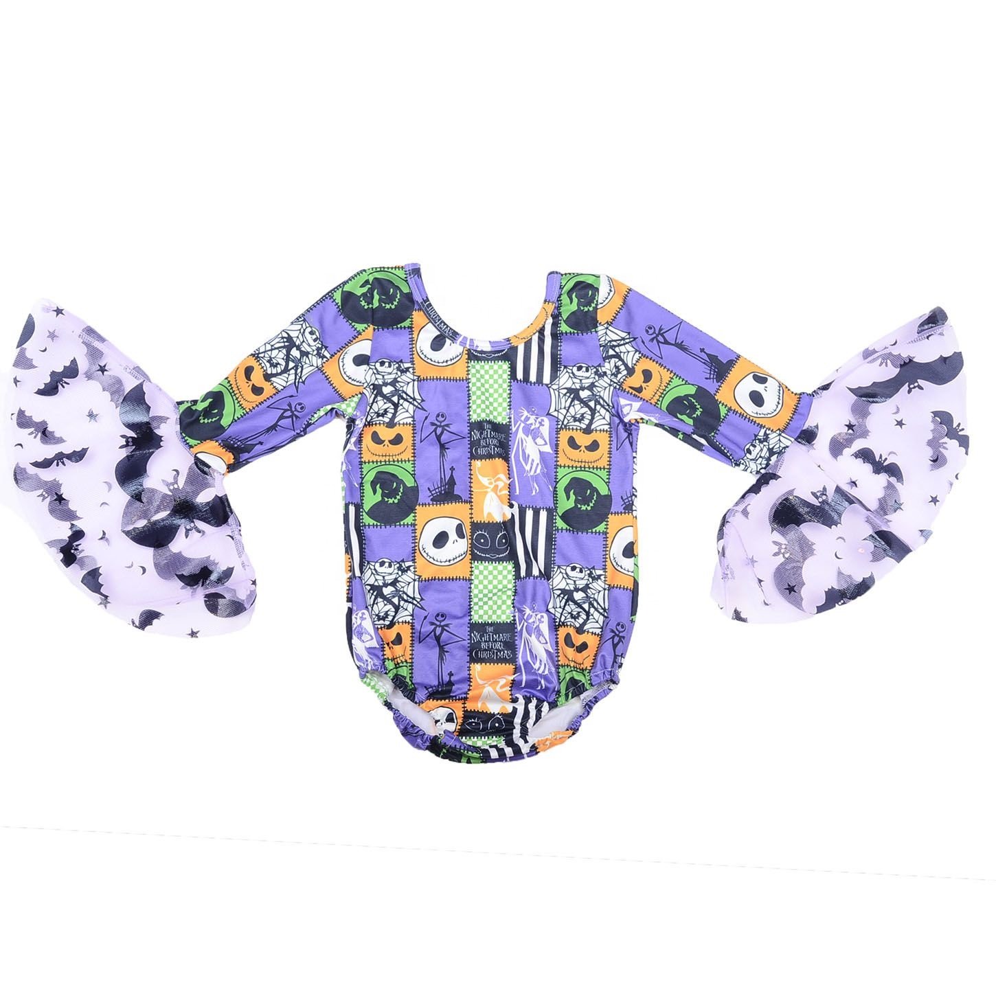 Wholesale Baby Lettuce Hems Tollder Leo Babys Halloween Bell Sleeves Feather Rompers