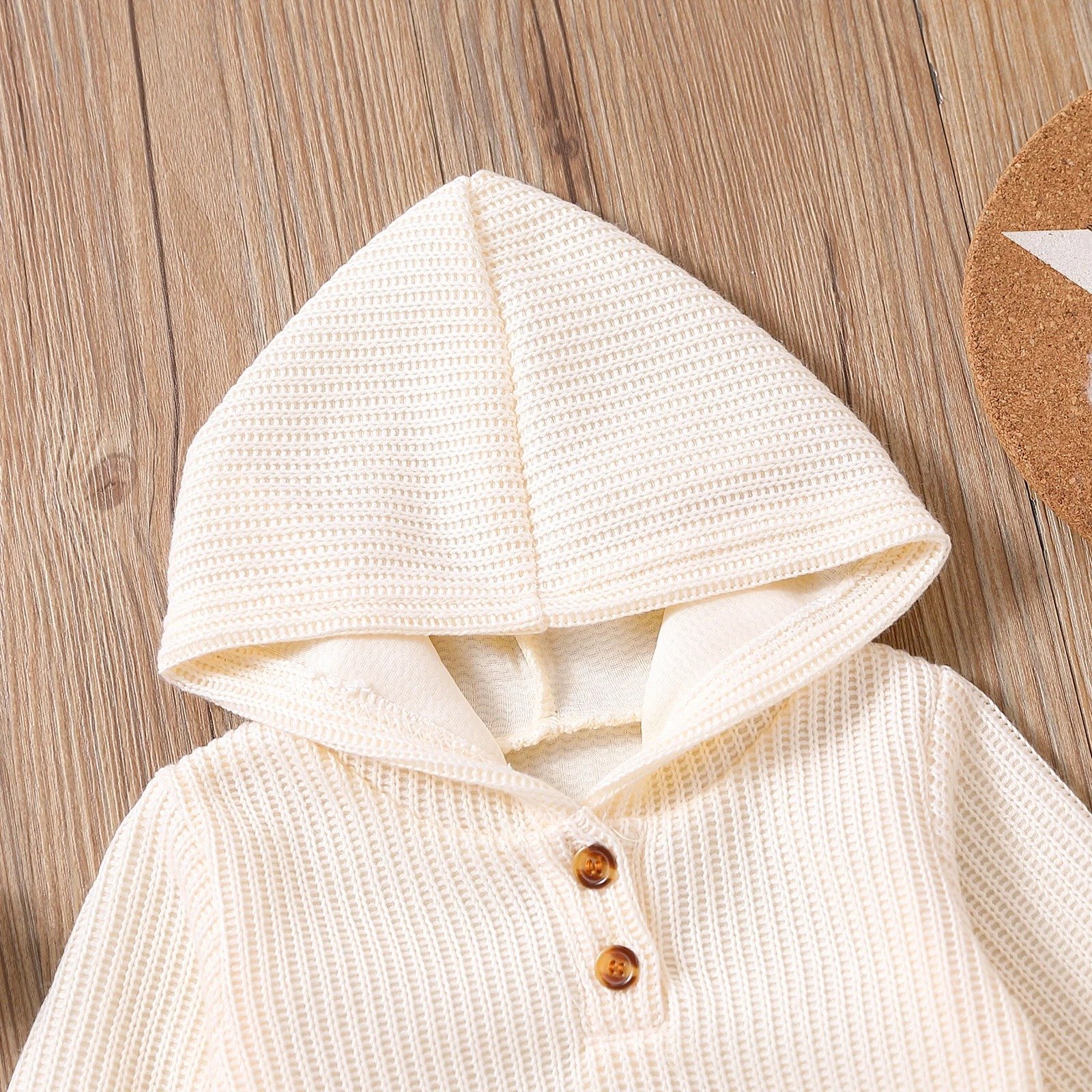 0-18M Baby Boys Hooded Jumpsuits Casual Long Sleeve Romper Spring Autumn Newborn Girls Solid Bodysuits