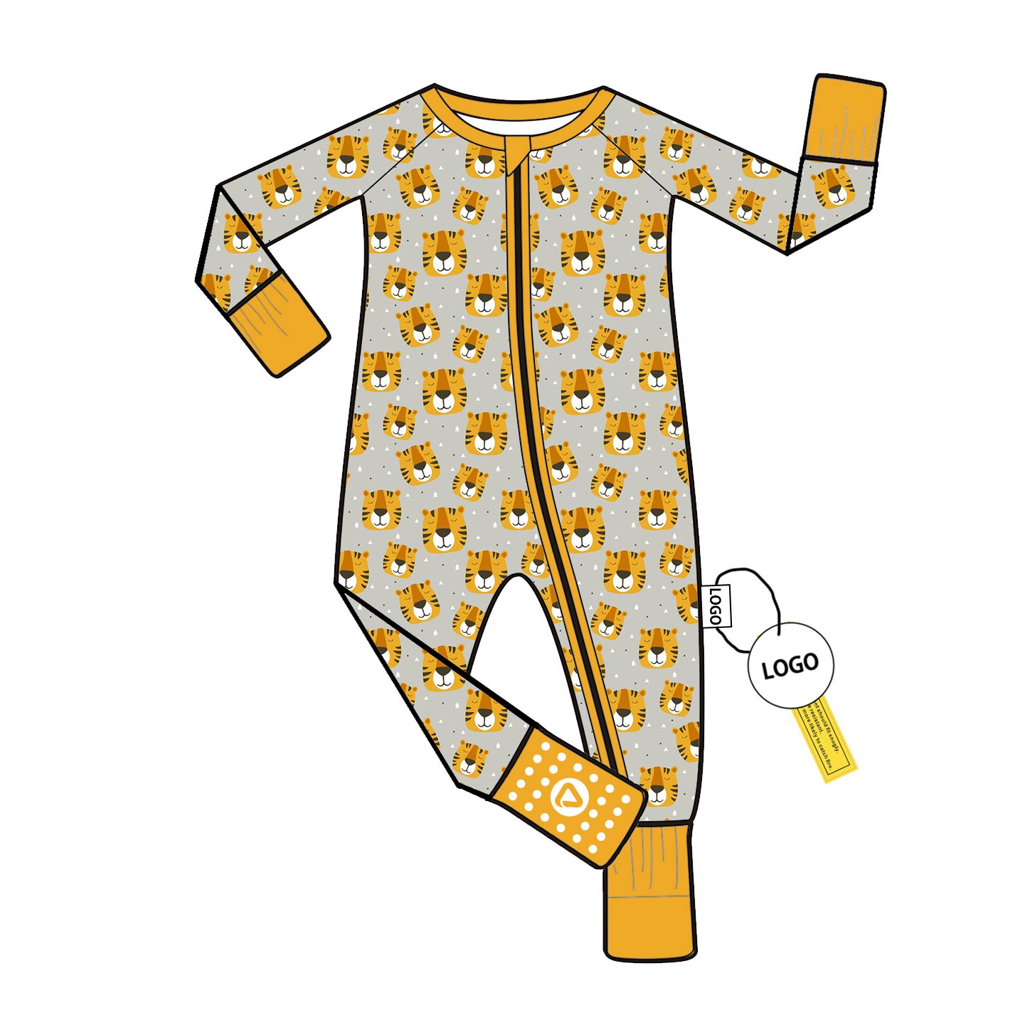 Bamboo Fiber Toddler Romper with Printed Pajamas and Two Way Zipper Footie for Toddlers