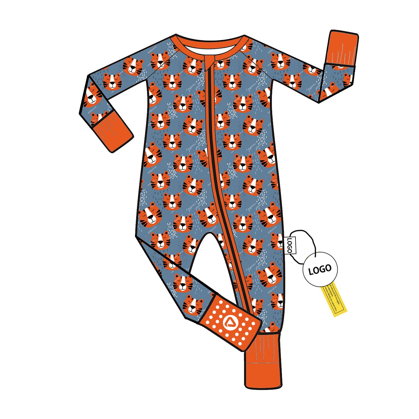 Bamboo Fiber Toddler Romper with Printed Pajamas and Two Way Zipper Footie for Toddlers