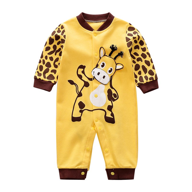 100% Cotton Long Sleeve 3-24 Months Unisex Spring and Autumn Cartoon Cow Baby Romper