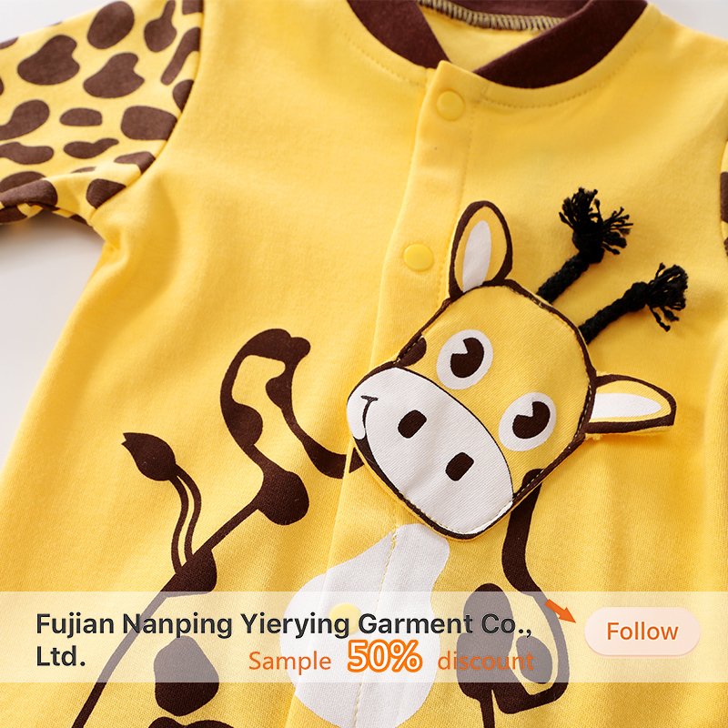 100% Cotton Long Sleeve 3-24 Months Unisex Spring and Autumn Cartoon Cow Baby Romper