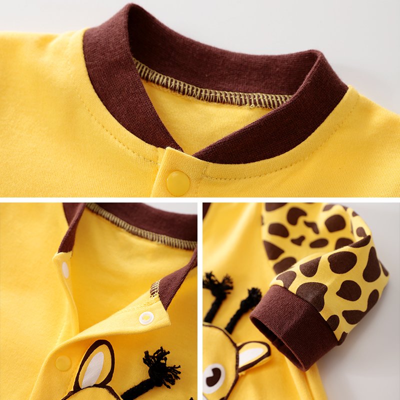 100% Cotton Long Sleeve 3-24 Months Unisex Spring and Autumn Cartoon Cow Baby Romper