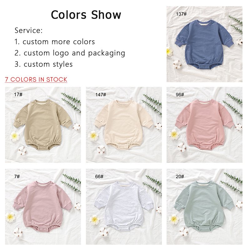 Customized logo from 20pcs Long Sleeve Baby Romper Outfit 100% Organic Cotton Baby Onesie Infant Clothing