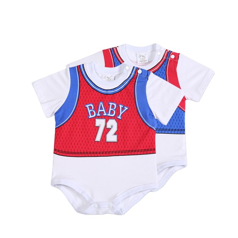 Newborn Baby Boy Rompers With Basketball Sports Star Number Short Sleeve Jumpsuit Baby Clothes For Summer