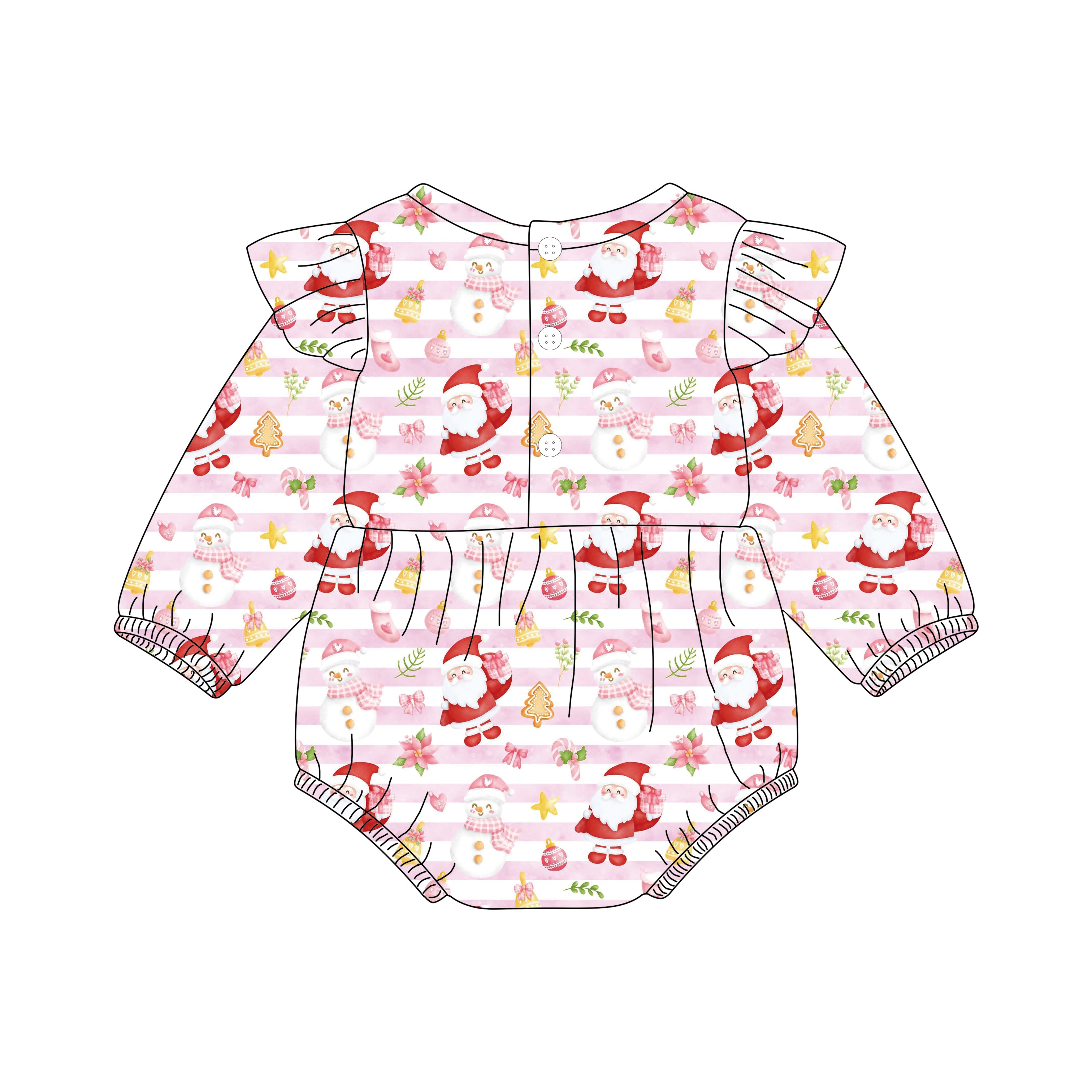 Custom Soft Newborn Baby Christmas Flutter Sleeve Leotard Clothing Toddler Christmas Dance Romper