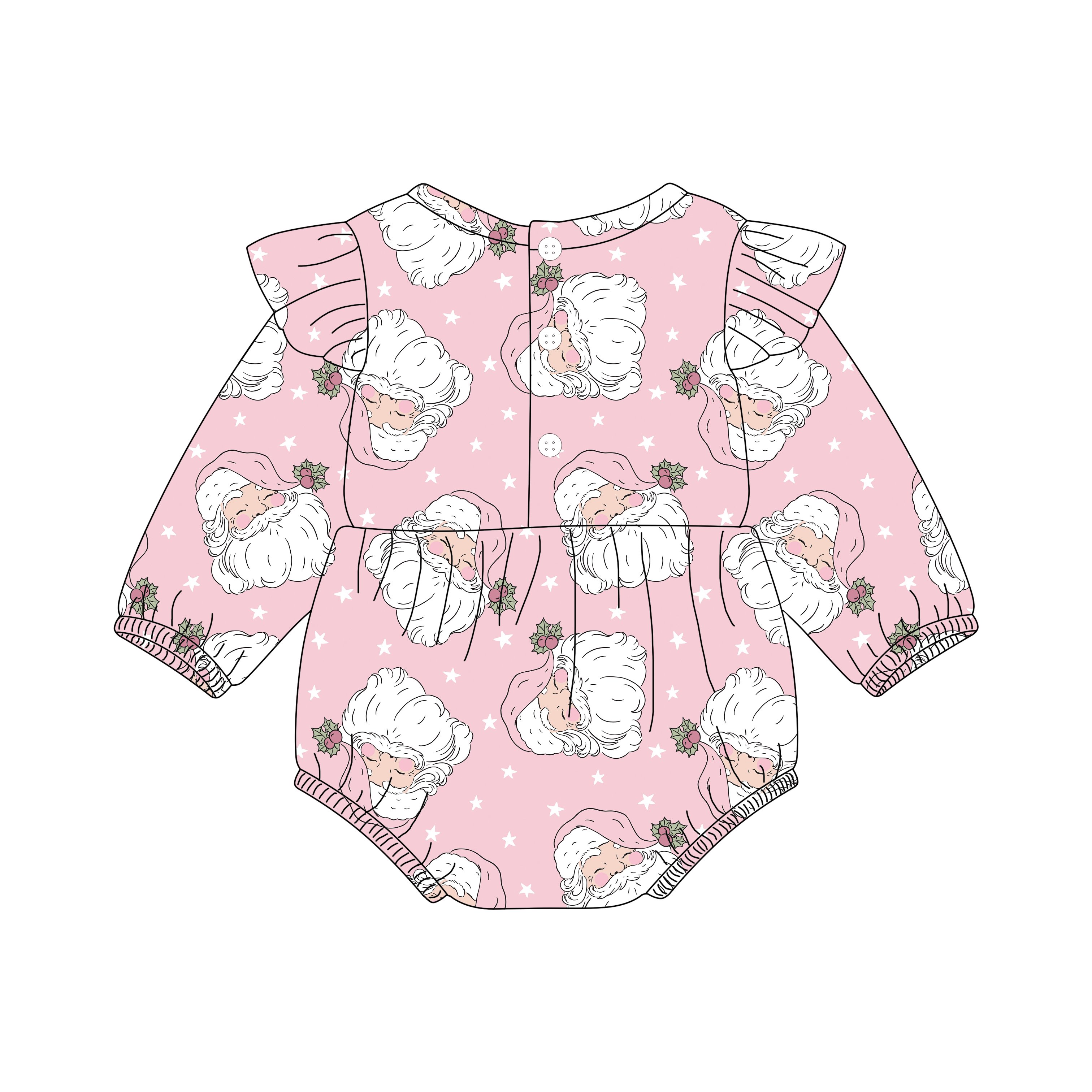 Custom Soft Newborn Baby Christmas Flutter Sleeve Leotard Clothing Toddler Christmas Dance Romper