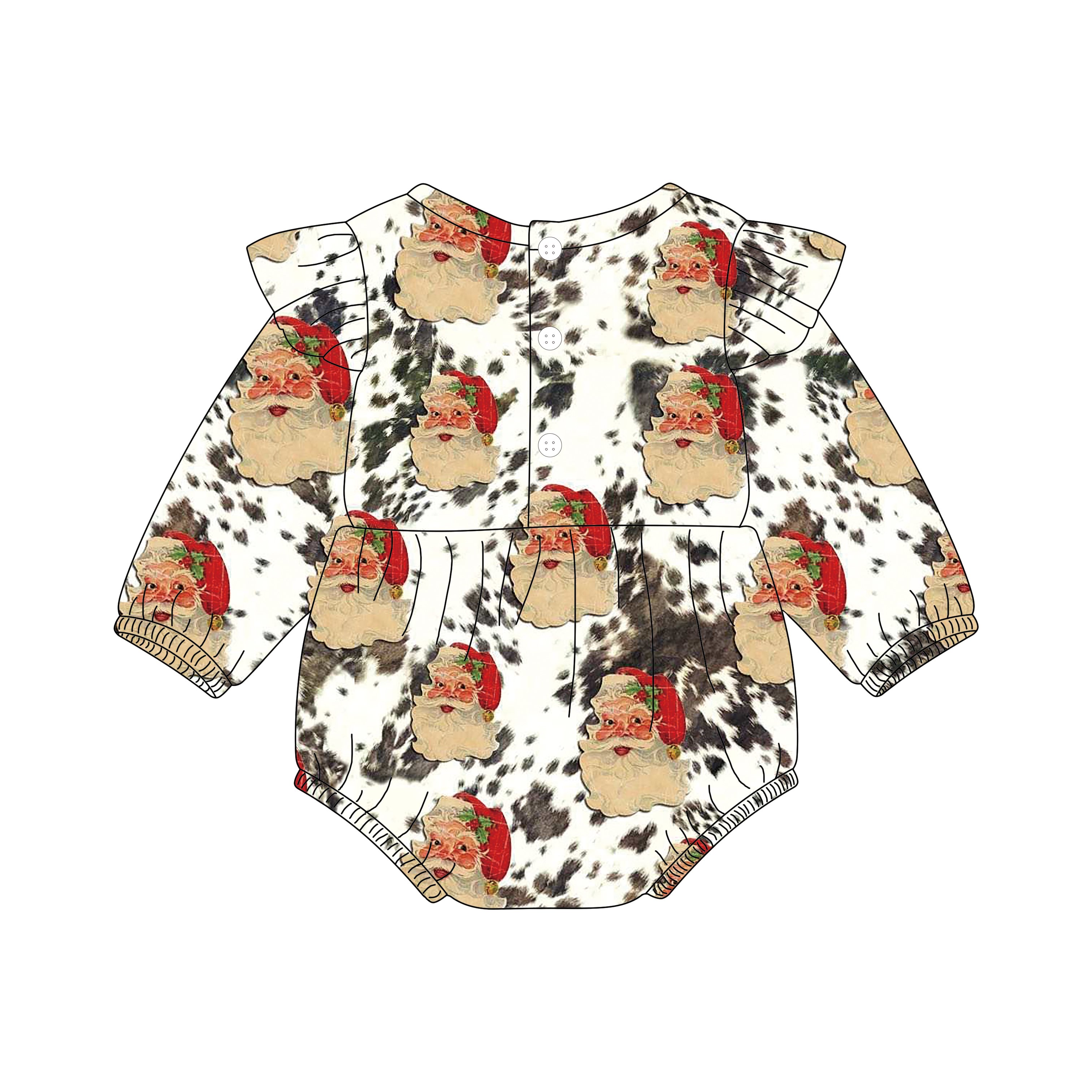 Custom Soft Newborn Baby Christmas Flutter Sleeve Leotard Clothing Toddler Christmas Dance Romper