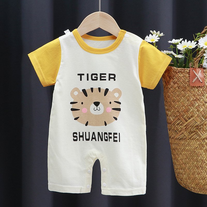Summer Baby Bodysuit Thin Baby Cartoon Short Sleeve Creeper Baby Women's Pajamas