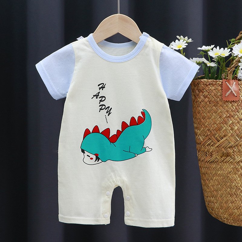 Summer Baby Bodysuit Thin Baby Cartoon Short Sleeve Creeper Baby Women's Pajamas