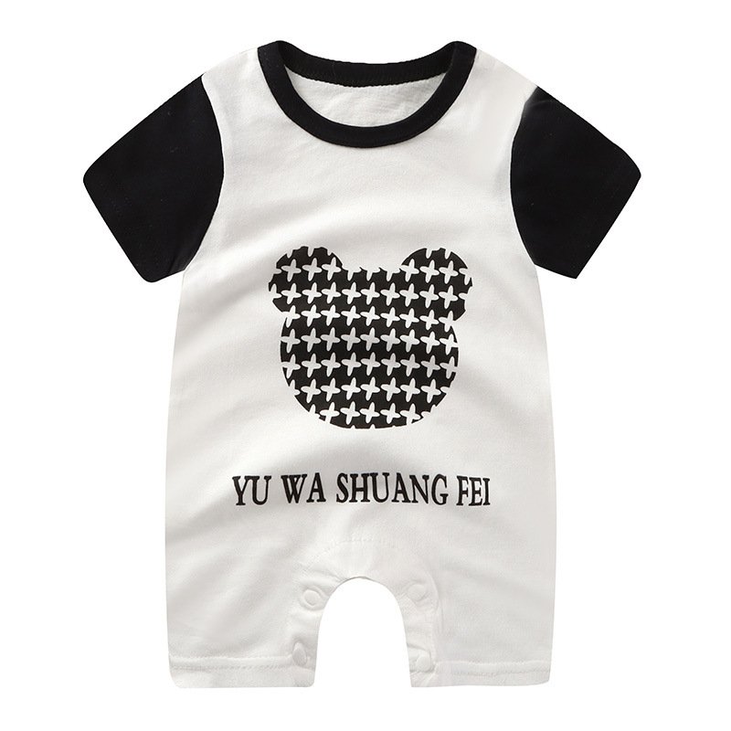 Summer Baby Bodysuit Thin Baby Cartoon Short Sleeve Creeper Baby Women's Pajamas