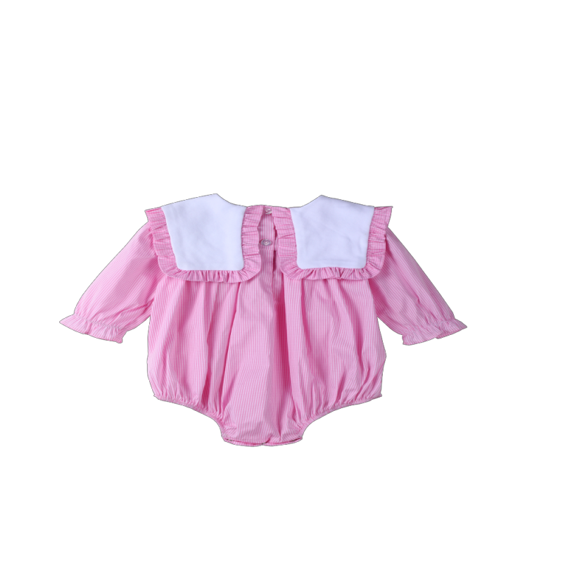 Hot sale factory direct price tartan design new soft pink Sweat convenient baby girl soft baby Rompers