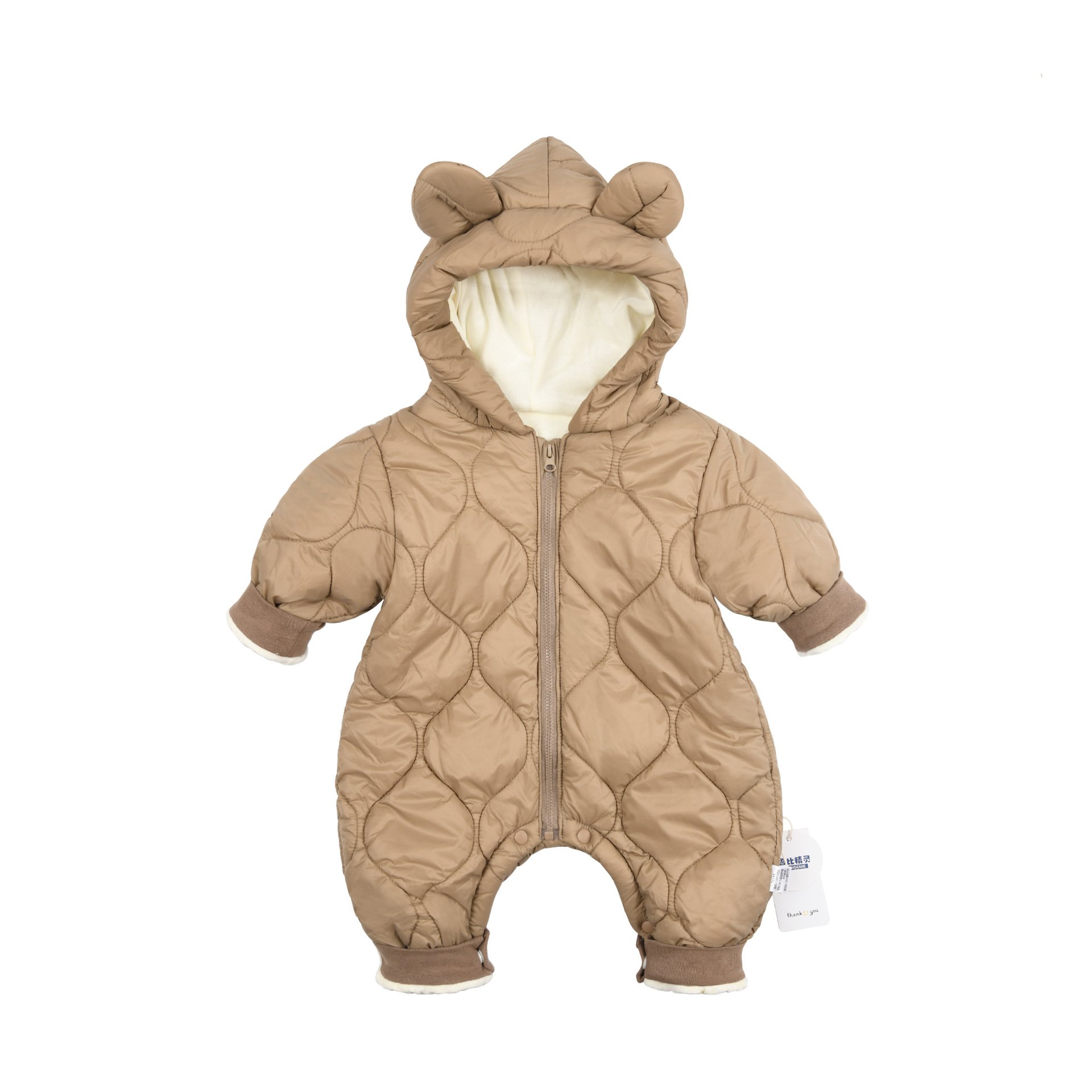 Winter Thick Hot Casual Long Sleeve Baby Jumpsuits Padded Clothes Solid Color Hooded Coat Outwear Winter Warm Babies Romper
