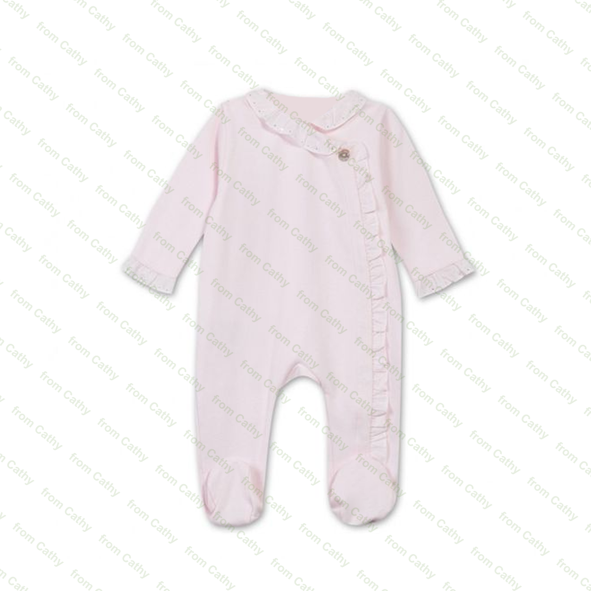 Tiny pink gingham printed cotton baby girls bubble romper long sleeve winter ruffle collar infant toddler girl bodysuit