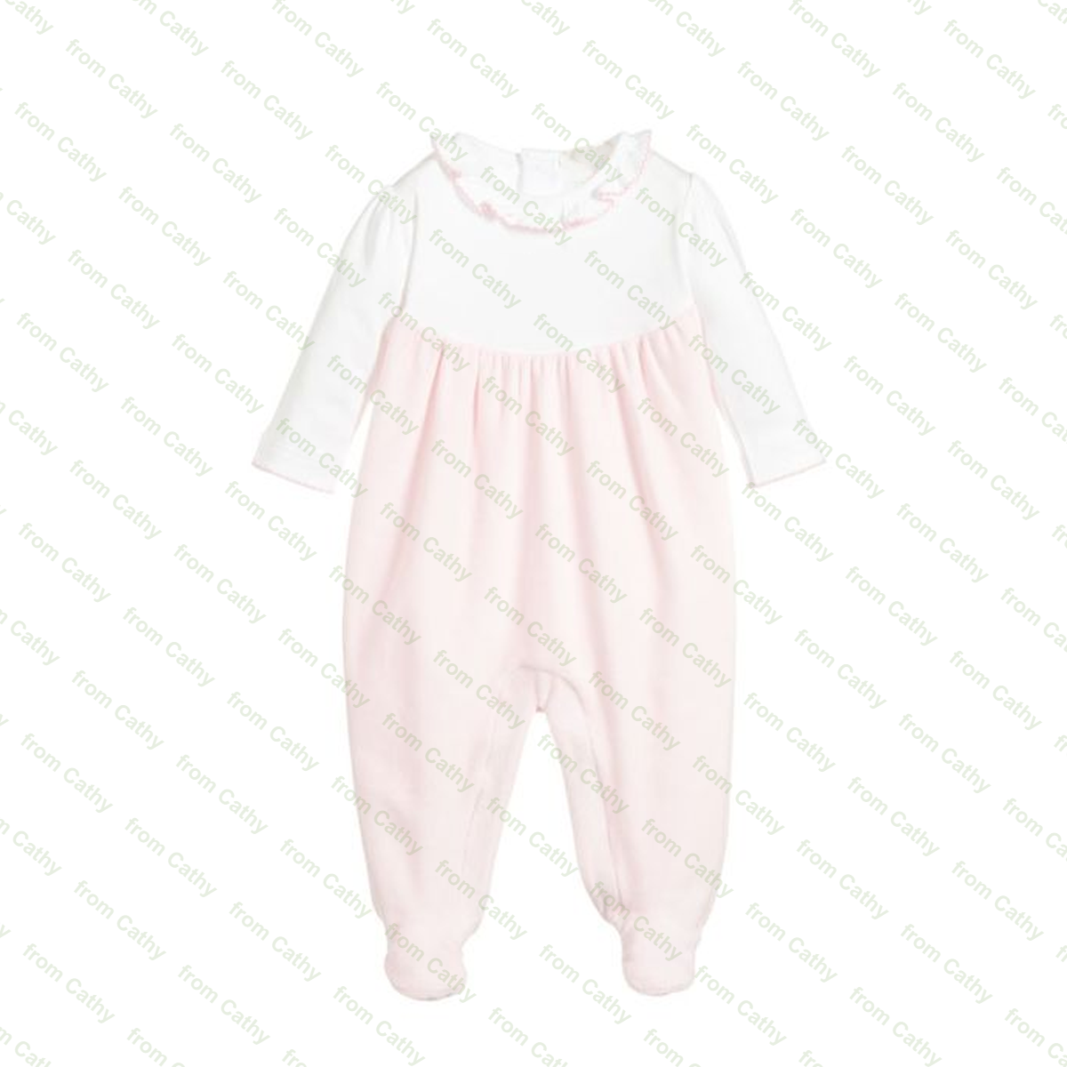 Tiny pink gingham printed cotton baby girls bubble romper long sleeve winter ruffle collar infant toddler girl bodysuit