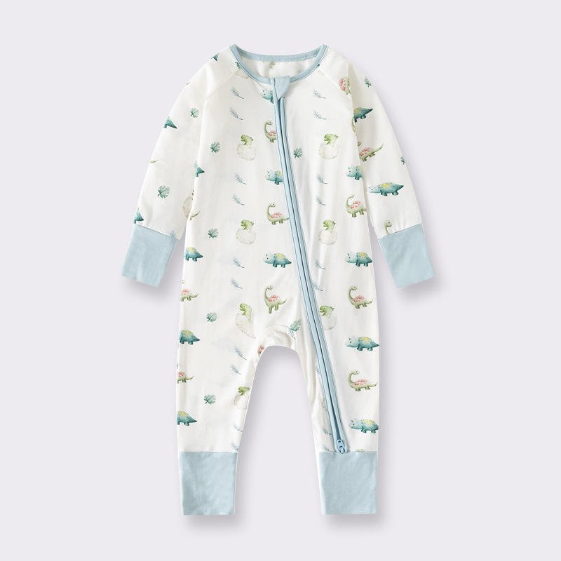 RTS Spring Newborn BAMBOO clothes infant long sleeve printed cartoon romper baby soft pajamas bamboo sleeper