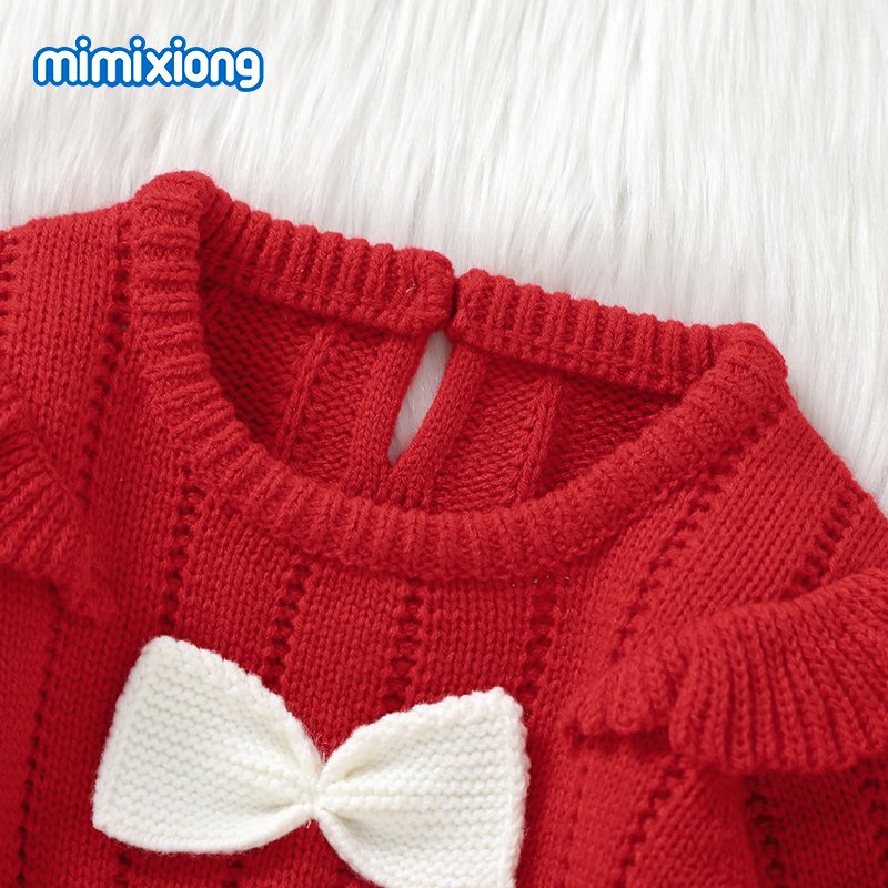 Mimixiong Sweet Design Spring Baby Romper With Bow Tie Snap Button Baby Clothing Toddler Clothes