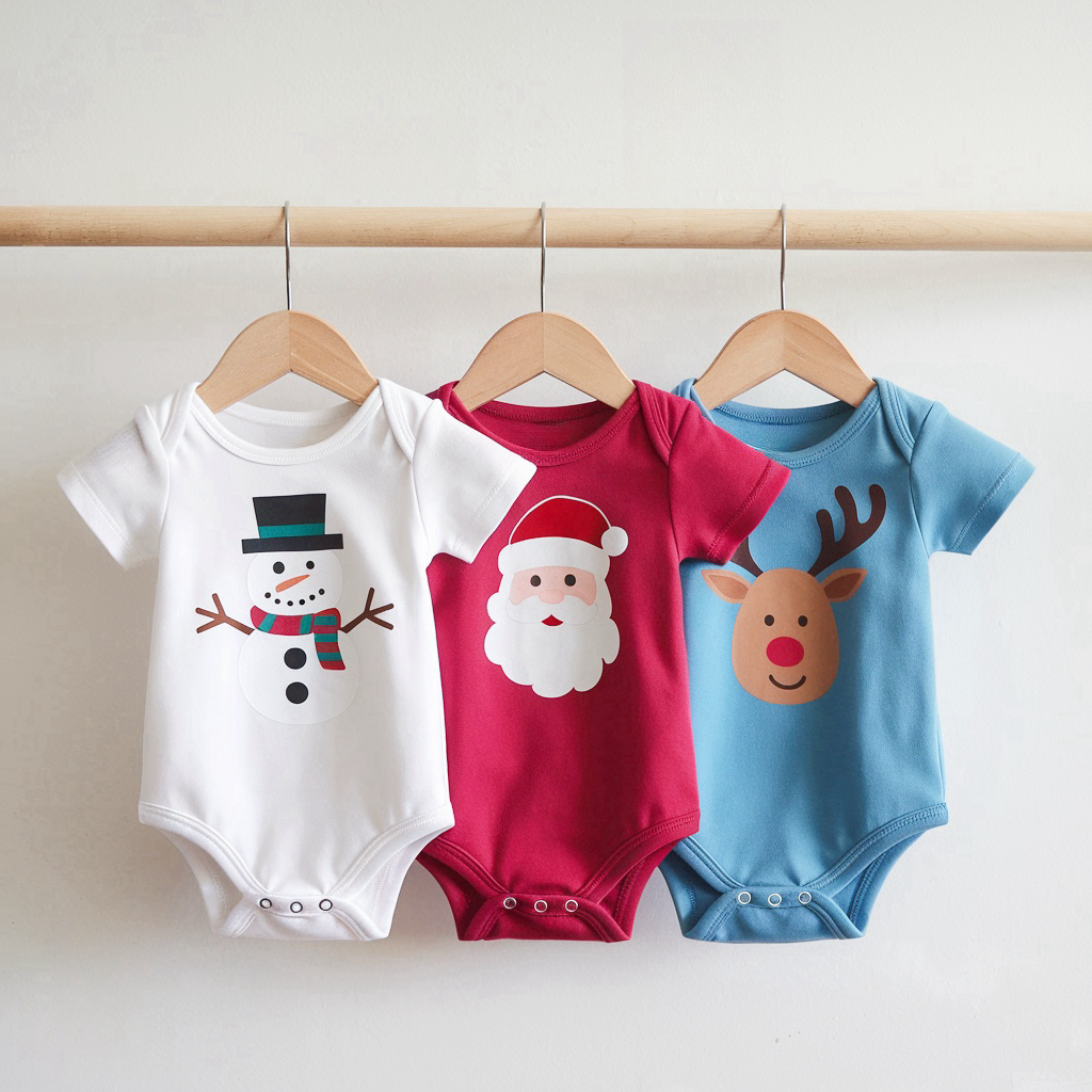Custom Pattern Christmas Baby Bodysuit Baby Clothes Organic Cotton Onesie Newborn baby Romper
