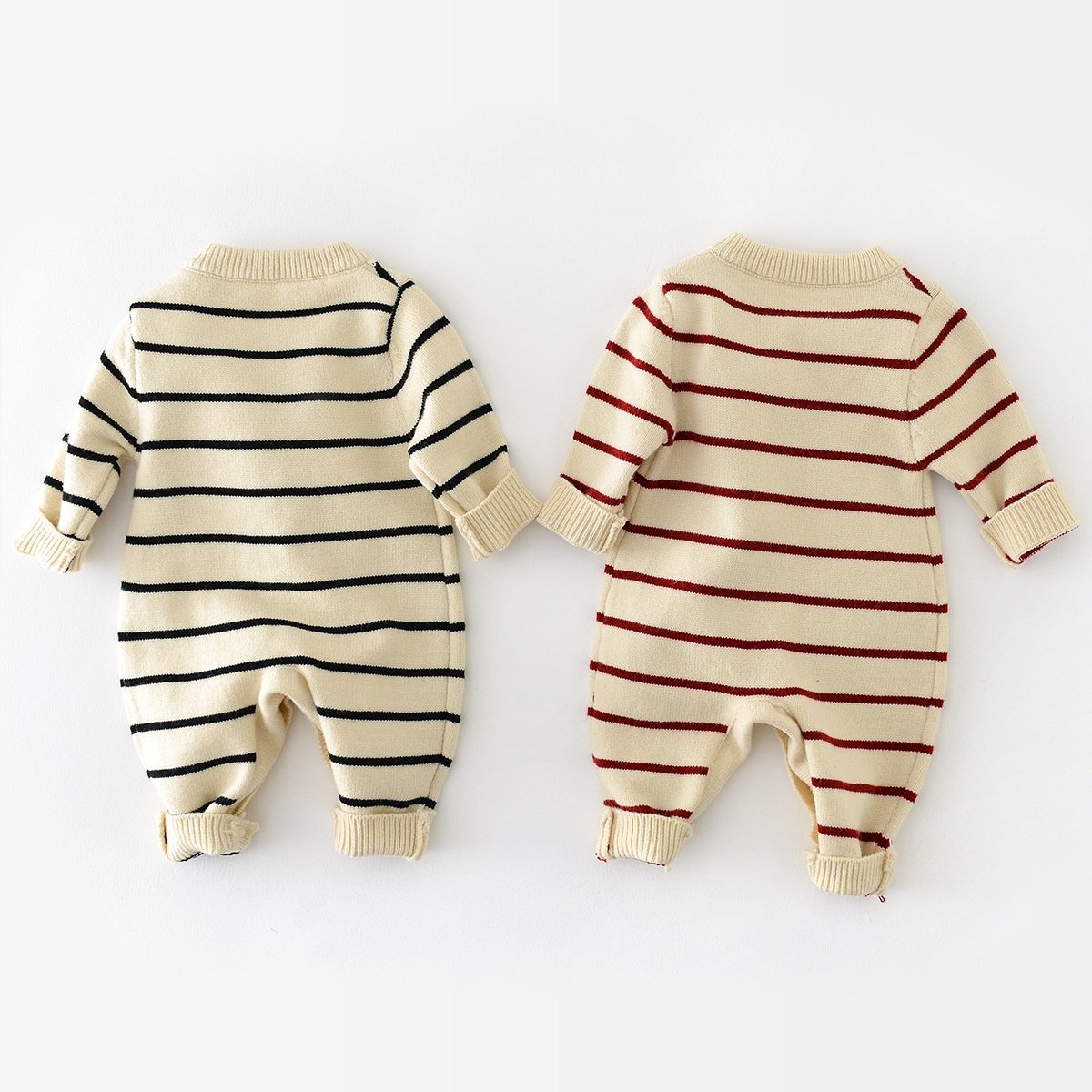 Baby Knitwear Newborn Clothes Autumn Boys Striped Jumpsuit Long Sleeved Baby Bodysuit