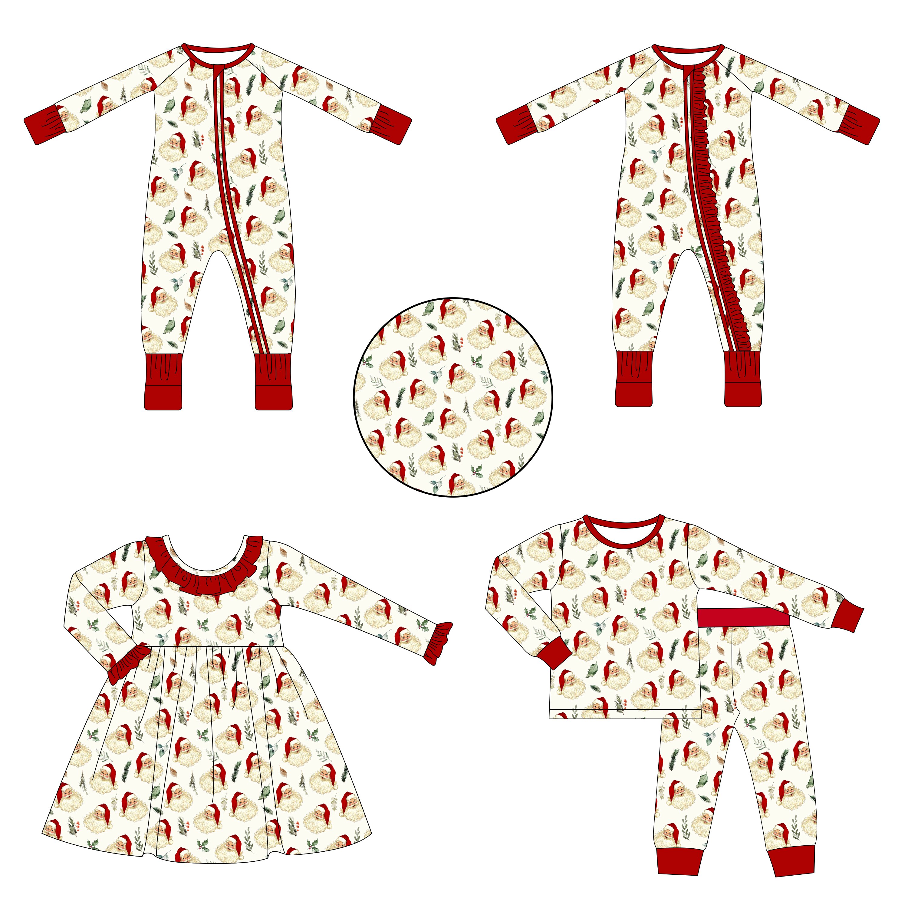 Custom Print Bamboo Fabric Newborn Baby Christmas Rompers Clothes Onesie Zipper Bamboo Viscose Toddler Pajamas Sleeper Clothes