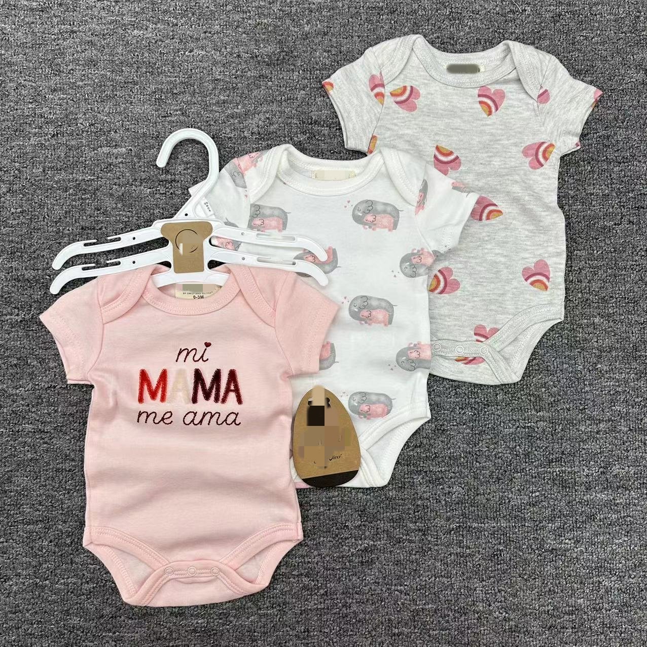 Wholesale High Quality Newborn Baby Girl Boy Cotton Romper 3pcs Sets Summer 0-9m Infant Clothes Suits Toddler Babies Onesies