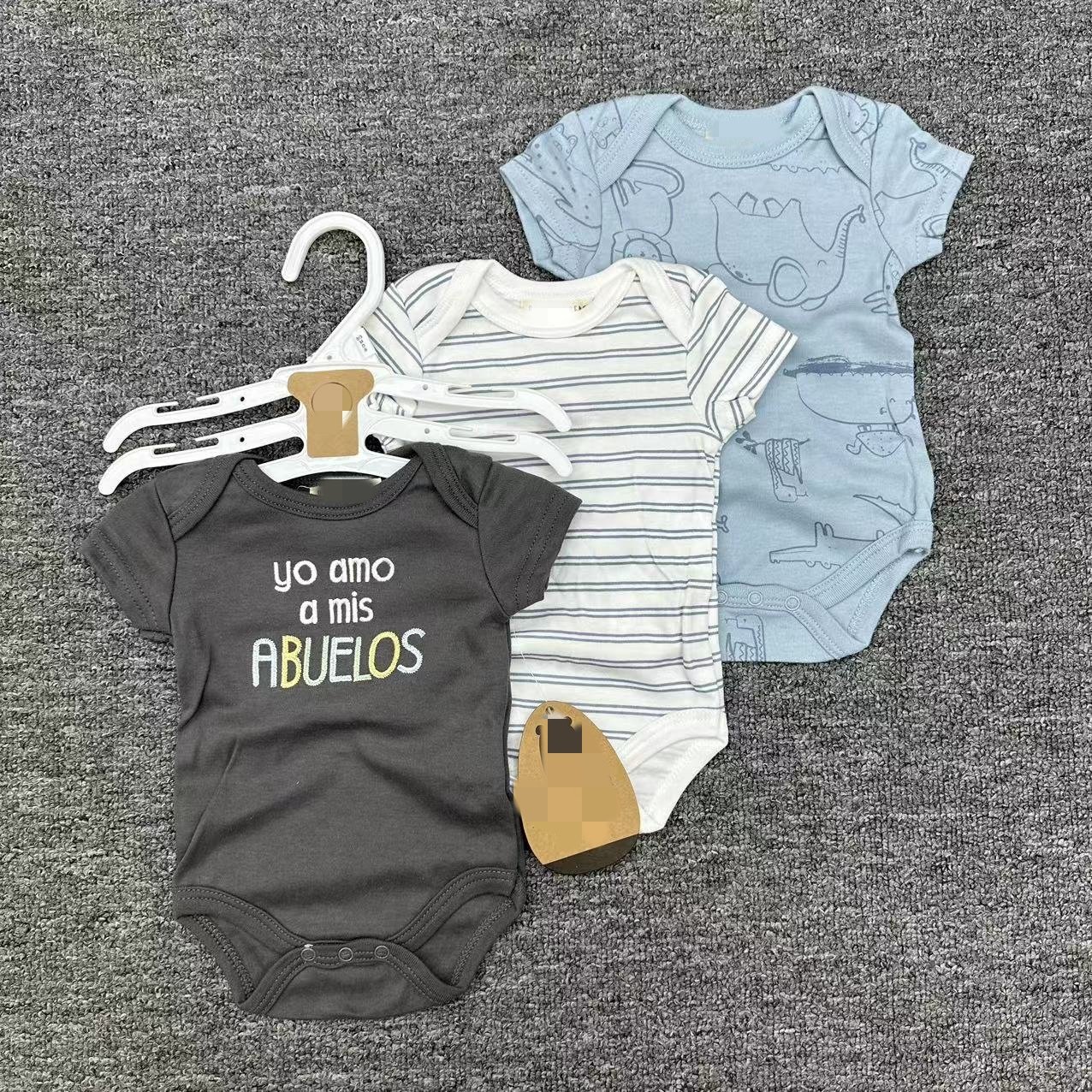 Wholesale High Quality Newborn Baby Girl Boy Cotton Romper 3pcs Sets Summer 0-9m Infant Clothes Suits Toddler Babies Onesies