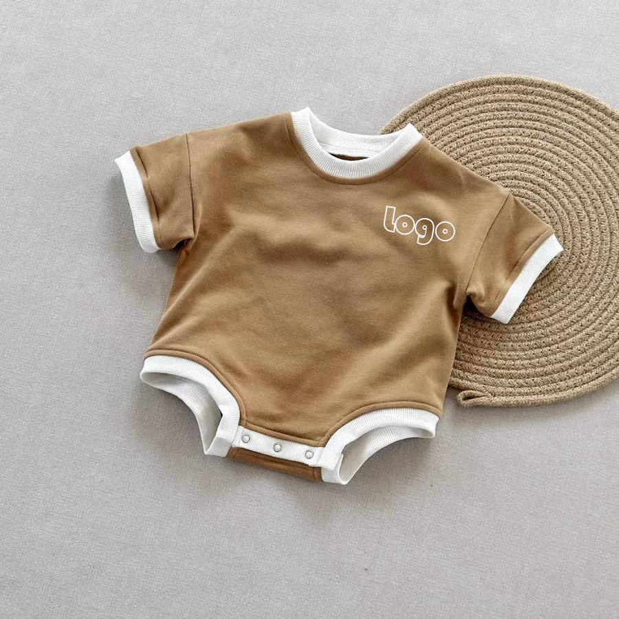 Summer Cotton Baby Rompers Short Sleeve Bodysuits Oversized Romper With Snap Buttons French Terry Sweater Romper Boy Clothes