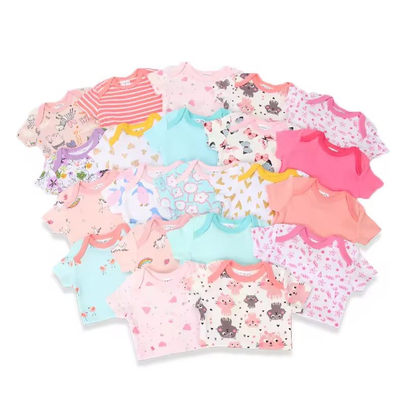 Wholesale Newborn Infant Toddler Clothing High Quality 100% Cotton Short Sleeve Thick Baby Rompers