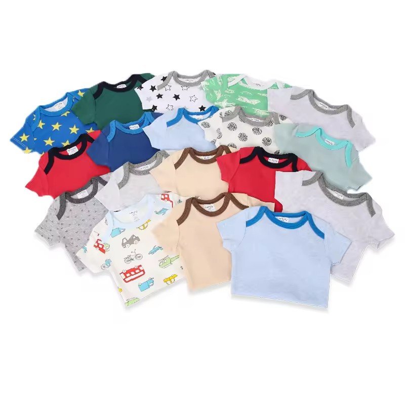 Wholesale Newborn Infant Toddler Clothing High Quality 100% Cotton Short Sleeve Thick Baby Rompers