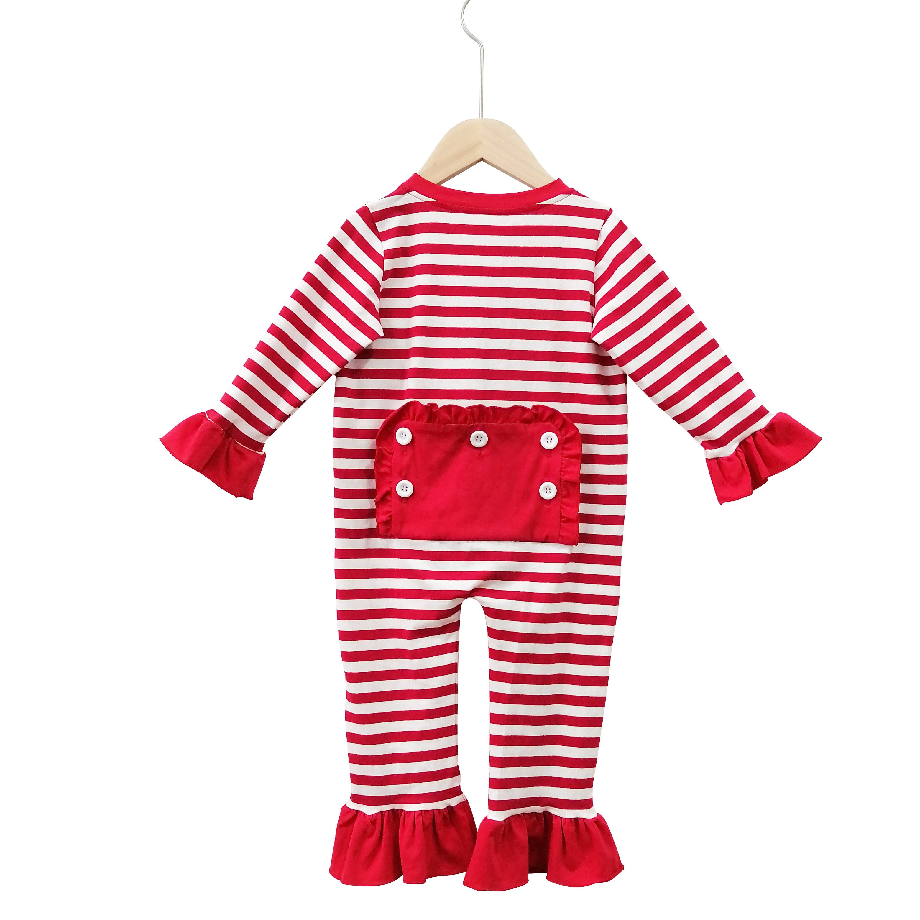 Gold supplier Christmas newborn baby romper red and white striped long-sleeved baby girls' rompers