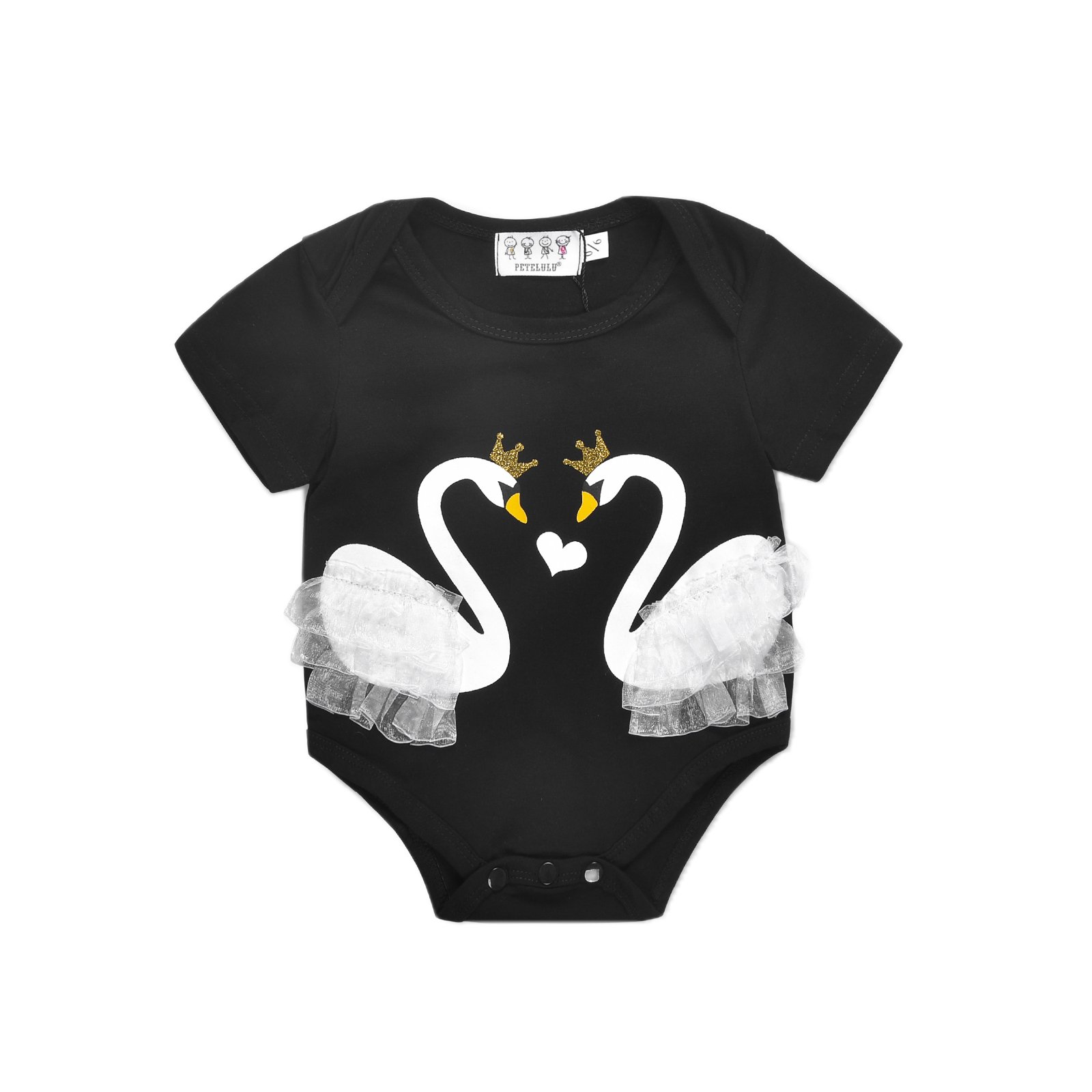 2023 New Newborn Baby Girl Swan Short Sleeve Lace Patchwork Leotard Jumpsuit Set Sunscreen Clothes Baby Romper