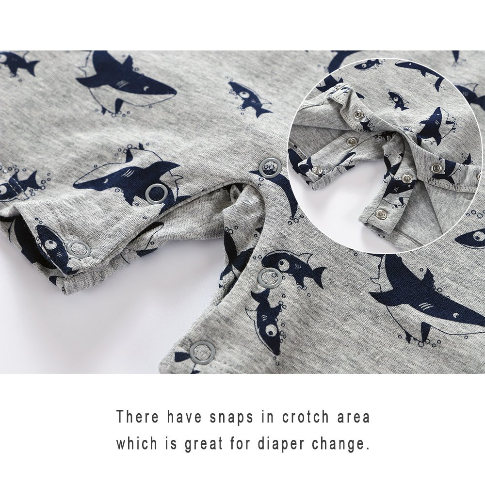 Summer newborn baby playwear with short sleeves adorable dragons and sharks rompers clubwear 2 pieces set baby boy clothes