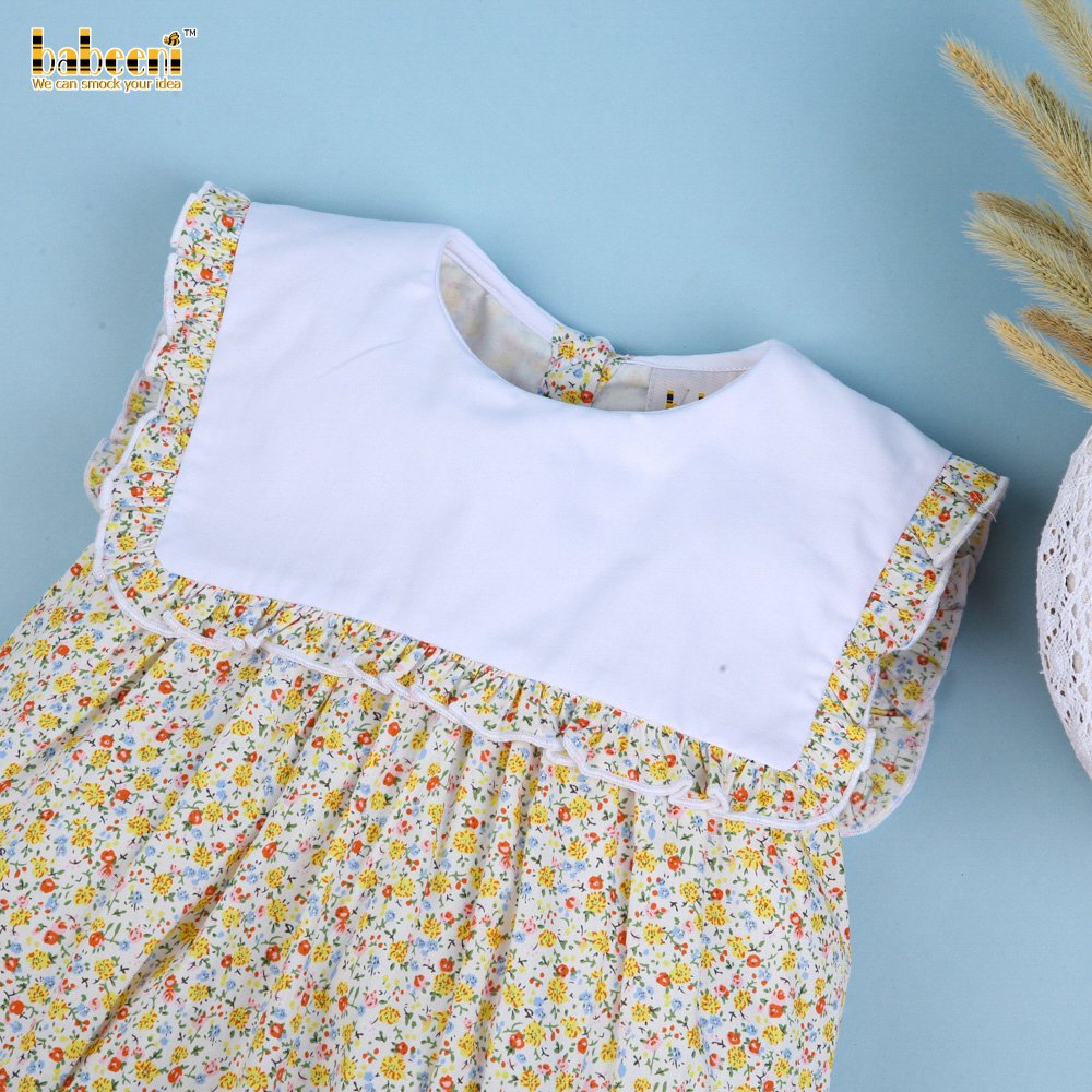 Cute floral ruffle floral bubble for little girls OEM ODM baby smocked romper wholesale manufacturer - BB2535