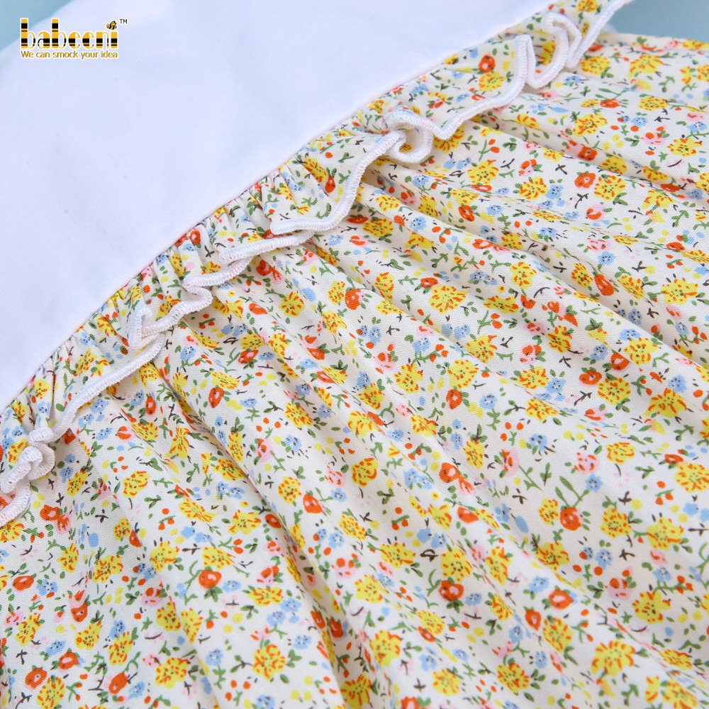 Cute floral ruffle floral bubble for little girls OEM ODM baby smocked romper wholesale manufacturer - BB2535