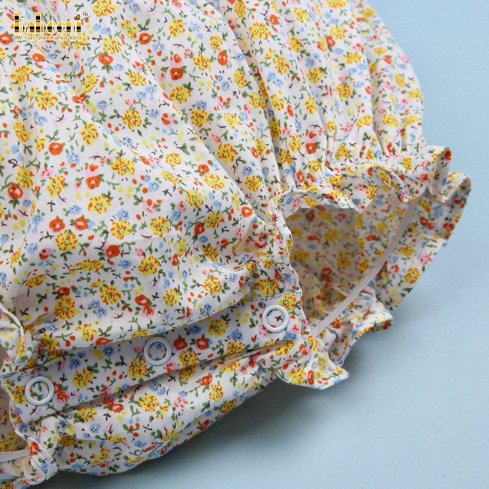 Cute floral ruffle floral bubble for little girls OEM ODM baby smocked romper wholesale manufacturer - BB2535