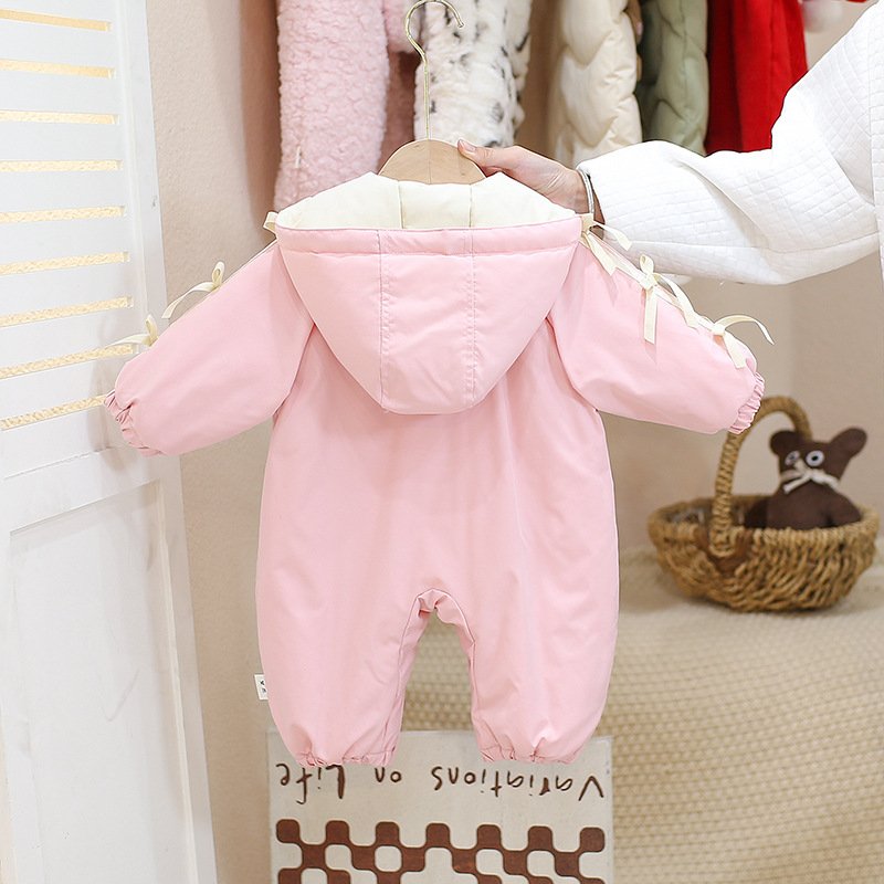 Wholesale 2024 Winter Baby Clothing Cute Style Solid Color Long Sleeve Cotton Baby Rompers