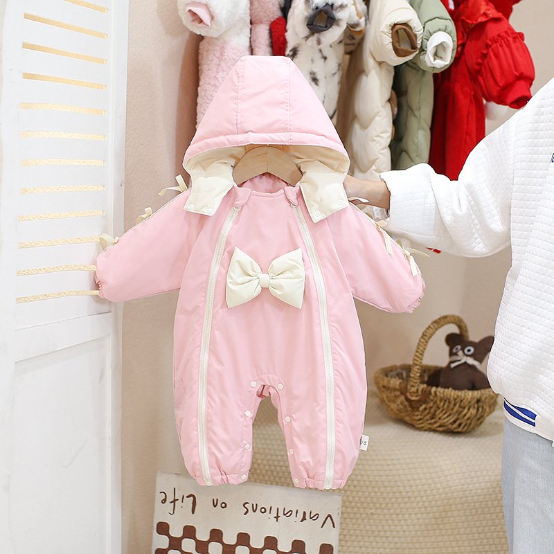 Wholesale 2024 Winter Baby Clothing Cute Style Solid Color Long Sleeve Cotton Baby Rompers