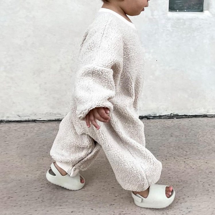Trendy Lambswool Lounge Set Oversized Warmth Jumpsuit For Infant&Toddler Onesie Baby Rompers