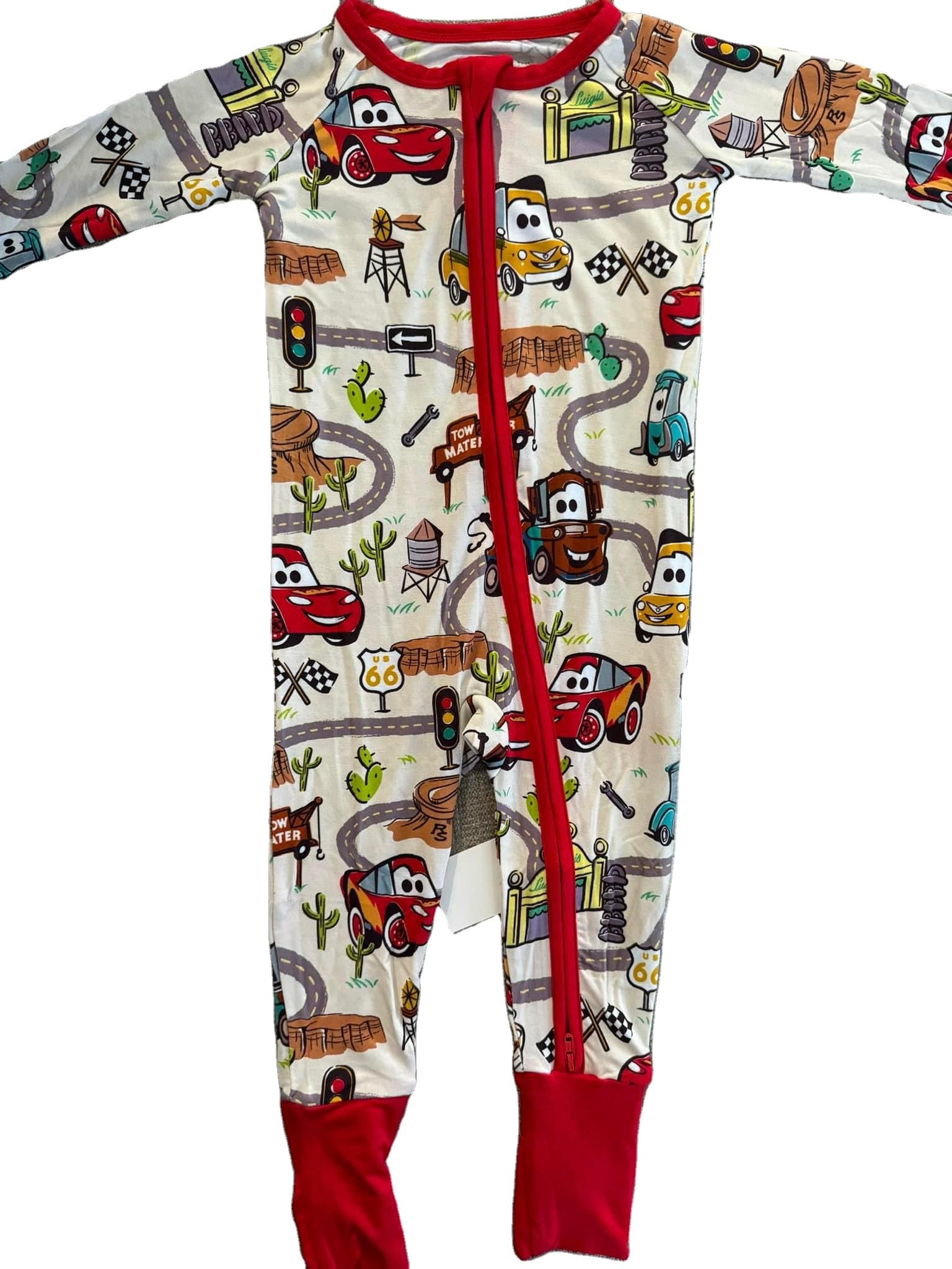 Classic design Jersey Cotton car pattern Long sleeve Footie newborn baby zipper sleepwear for boys