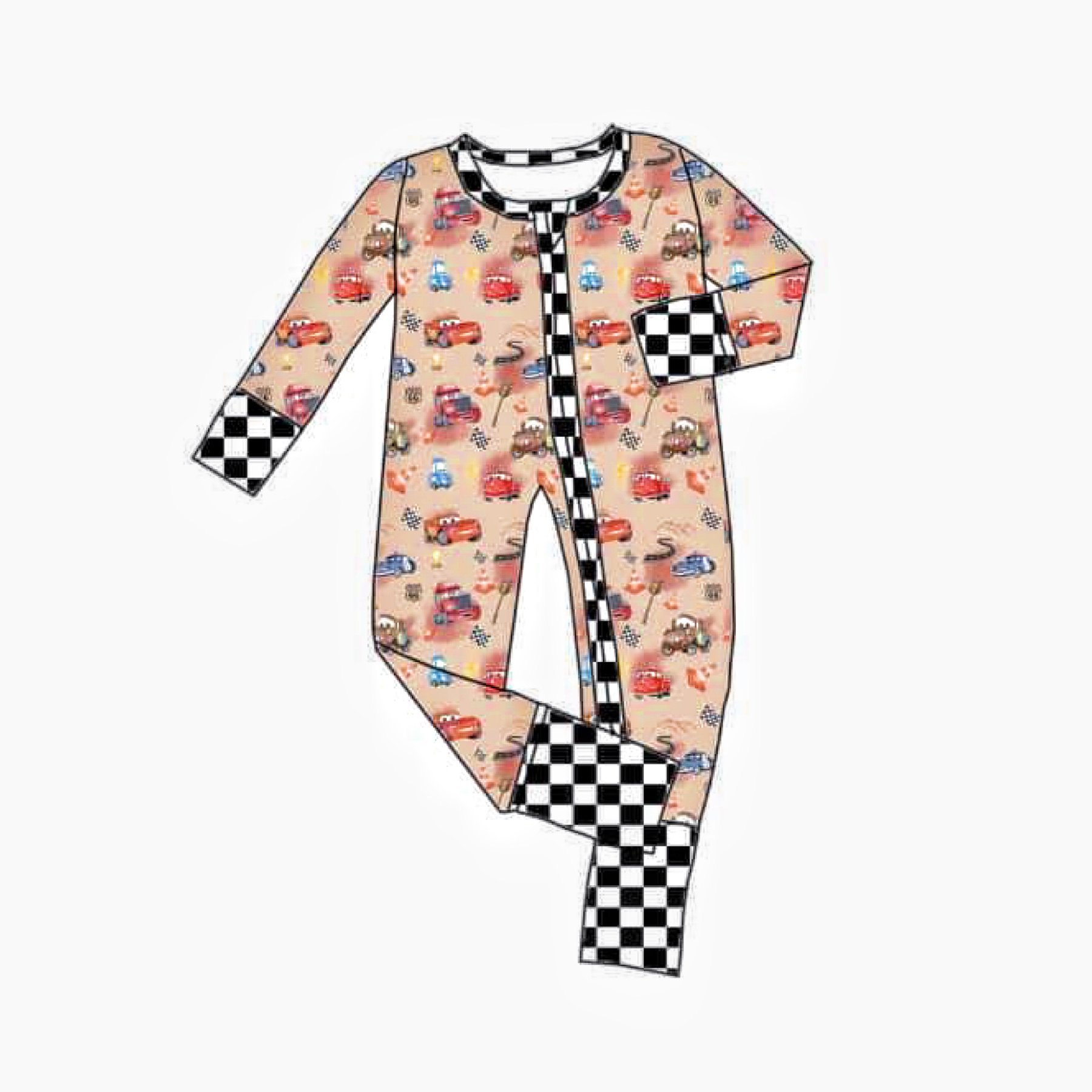 Classic design Jersey Cotton car pattern Long sleeve Footie newborn baby zipper sleepwear for boys