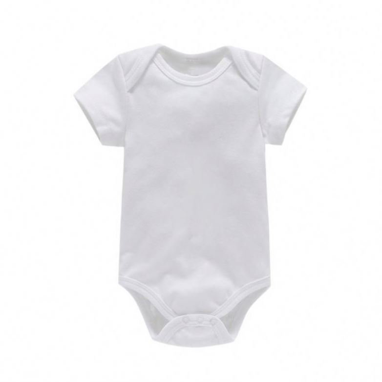 Wholesale Solid Color Short Sleeve Organic Cotton Plain White Baby Romper