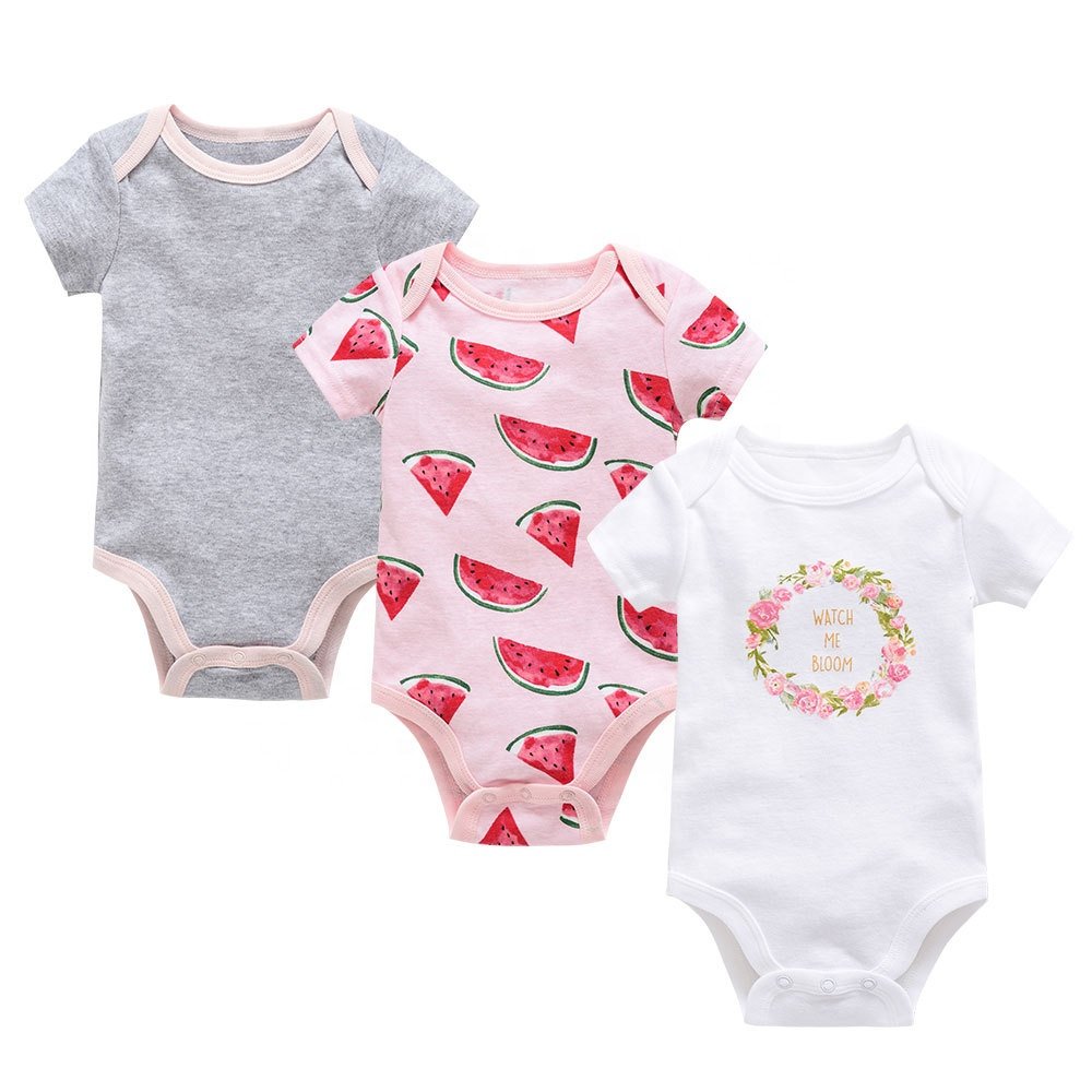 100% Cotton 3-Pack Infant Jumpsuit Newborn Boy&Girls Clothes Short Girls' Baby Boys' Rompers