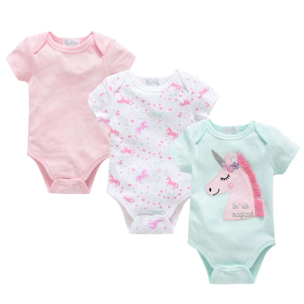 100% Cotton 3-Pack Infant Jumpsuit Newborn Boy&Girls Clothes Short Girls' Baby Boys' Rompers