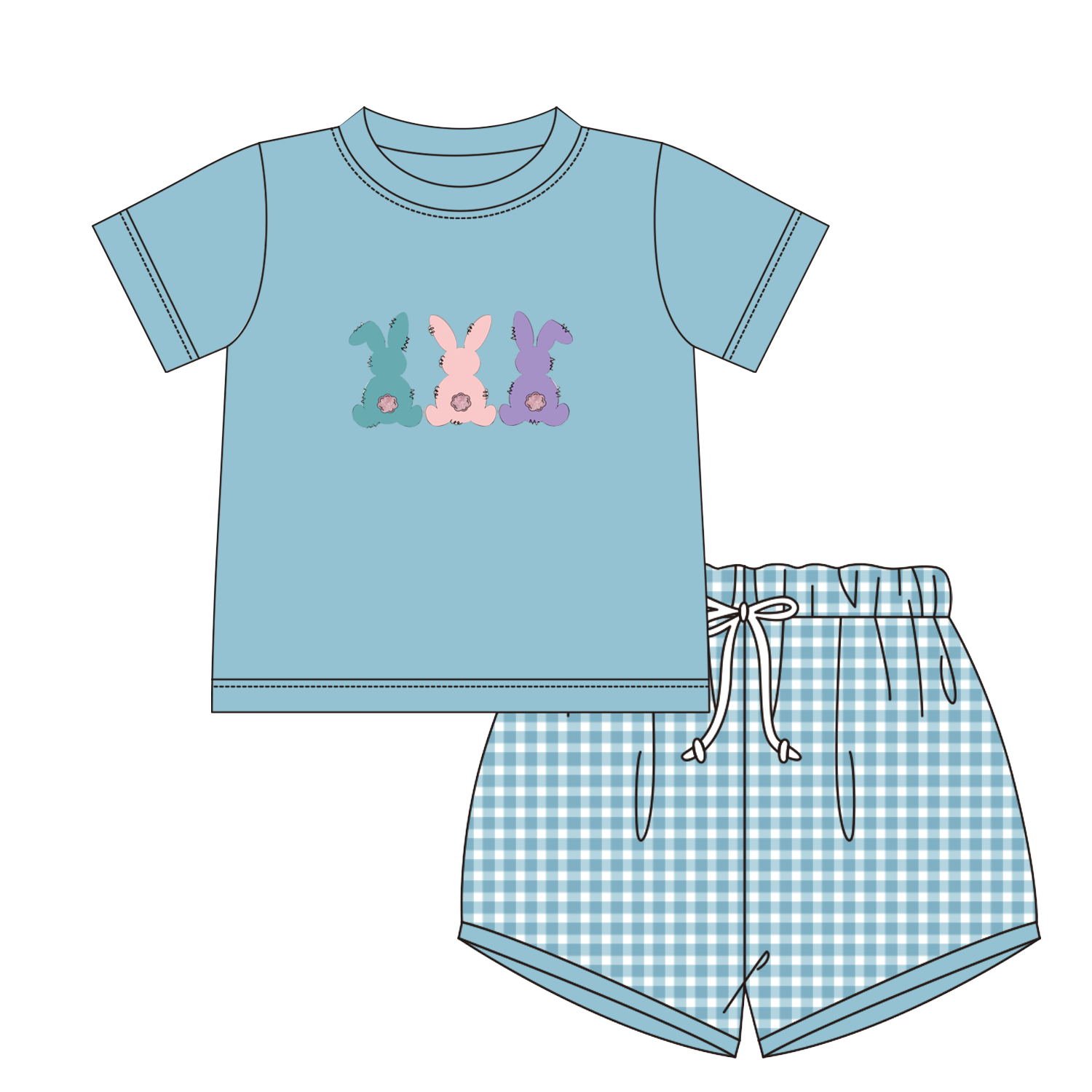 Boyis custom kids boutique clothing knitted baby girls Easter clothing baby girls two pcs set