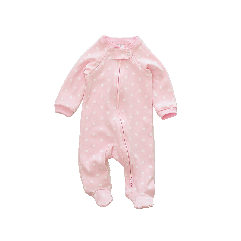 OEM ODM Long Sleeve Baby Girl Outfit Onesie One Piece Two Way Zipper Baby Romper Organic Cotton Infant Girls Jumpsuit Playsuit
