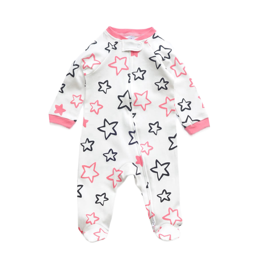 OEM ODM Long Sleeve Baby Girl Outfit Onesie One Piece Two Way Zipper Baby Romper Organic Cotton Infant Girls Jumpsuit Playsuit