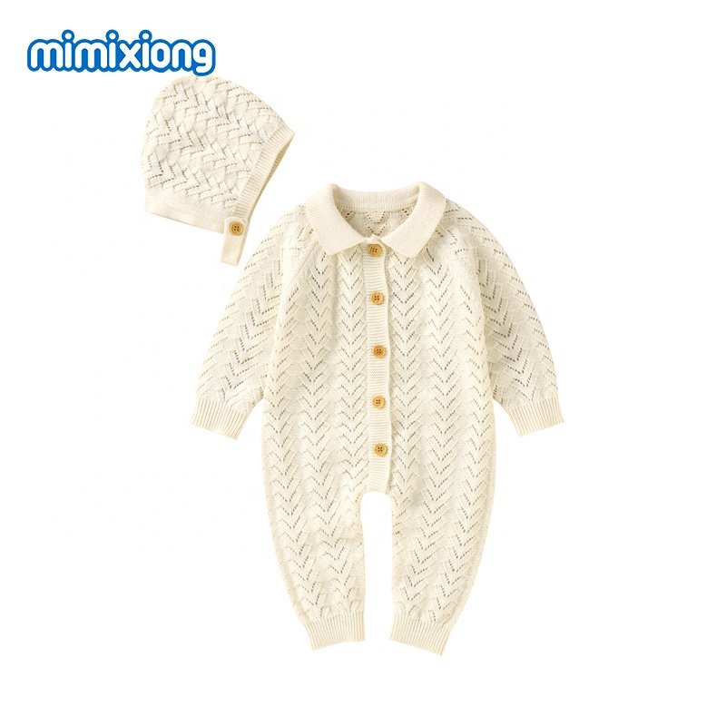Mimixiong 100% Cotton Baby Knitting Clothes Set New Design Solid Color baby boys' romper